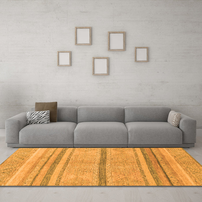 Machine Washable Abstract Orange Modern Area Rugs in a Living Room, wshabs2467org