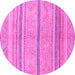 Round Machine Washable Abstract Pink Modern Rug, wshabs2467pnk