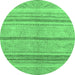 Round Abstract Emerald Green Modern Rug, abs2467emgrn