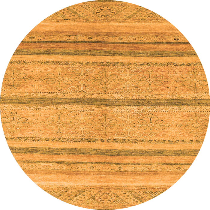 Round Machine Washable Abstract Orange Modern Area Rugs, wshabs2467org