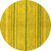 Round Machine Washable Abstract Yellow Modern Rug, wshabs2467yw