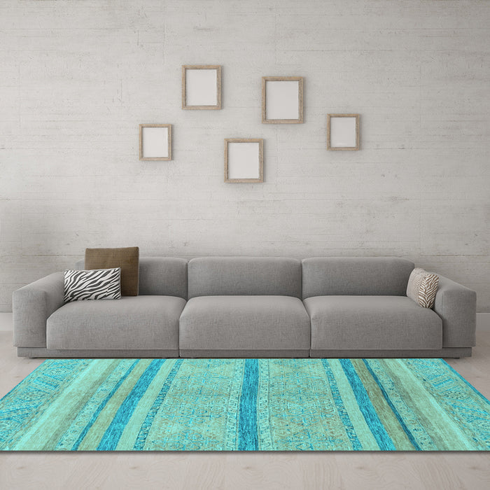 Machine Washable Abstract Light Blue Modern Rug in a Living Room, wshabs2467lblu