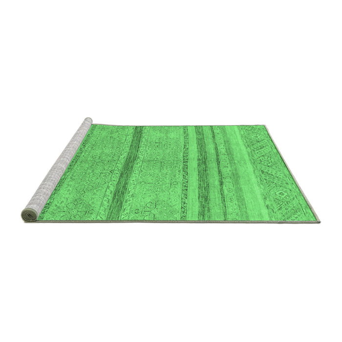 Sideview of Machine Washable Abstract Emerald Green Modern Area Rugs, wshabs2467emgrn