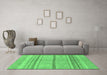 Machine Washable Abstract Emerald Green Modern Area Rugs in a Living Room,, wshabs2467emgrn