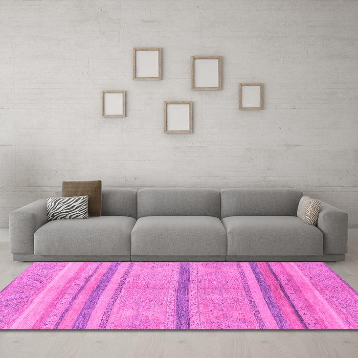 Machine Washable Abstract Pink Modern Rug in a Living Room, wshabs2467pnk