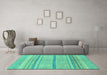 Machine Washable Abstract Turquoise Modern Area Rugs in a Living Room,, wshabs2467turq