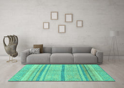 Machine Washable Abstract Turquoise Modern Area Rugs in a Living Room,, wshabs2467turq