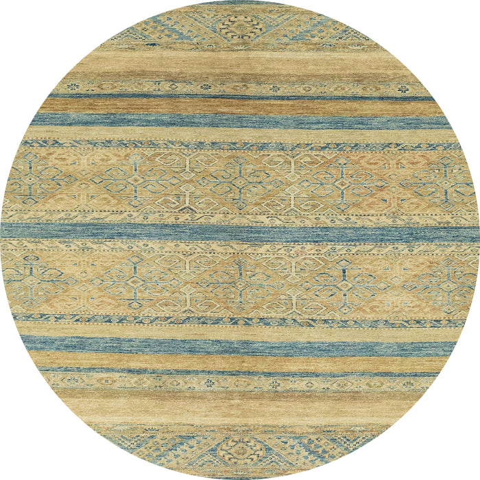 Round Abstract Copper Green Modern Rug, abs2467
