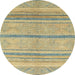 Round Abstract Copper Green Modern Rug, abs2467