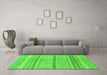 Machine Washable Abstract Green Modern Area Rugs in a Living Room,, wshabs2467grn