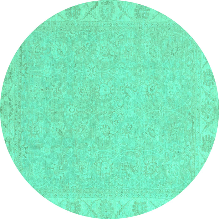 Round Abstract Turquoise Modern Rug, abs2468turq