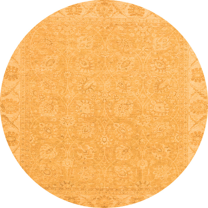 Round Machine Washable Abstract Orange Modern Area Rugs, wshabs2468org
