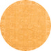 Round Machine Washable Abstract Orange Modern Area Rugs, wshabs2468org