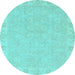 Round Machine Washable Abstract Light Blue Modern Rug, wshabs2468lblu