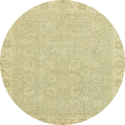 Round Abstract Brown Gold Modern Rug, abs2468