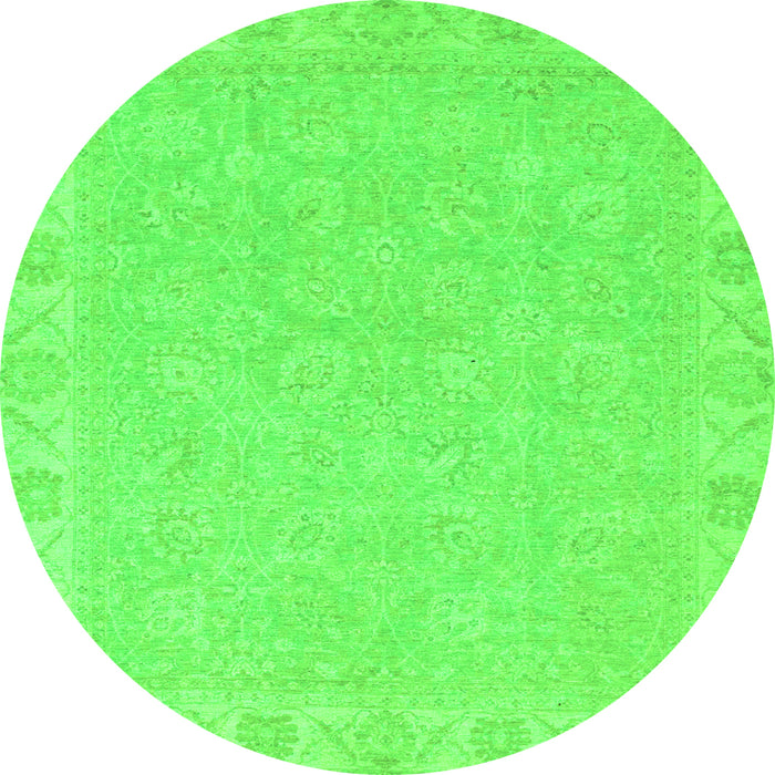 Round Machine Washable Abstract Green Modern Area Rugs, wshabs2468grn