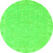 Round Machine Washable Abstract Green Modern Area Rugs, wshabs2468grn