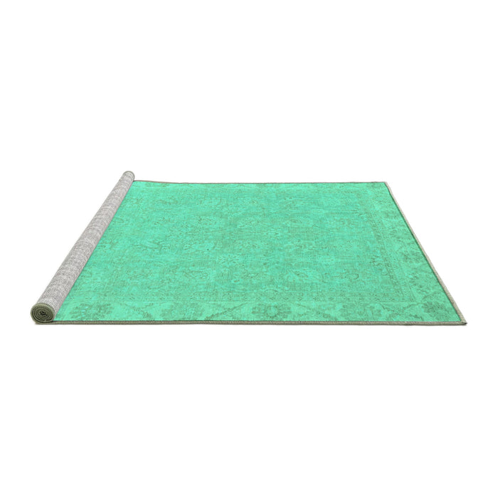 Sideview of Machine Washable Abstract Turquoise Modern Area Rugs, wshabs2468turq