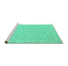 Sideview of Machine Washable Abstract Turquoise Modern Area Rugs, wshabs2468turq