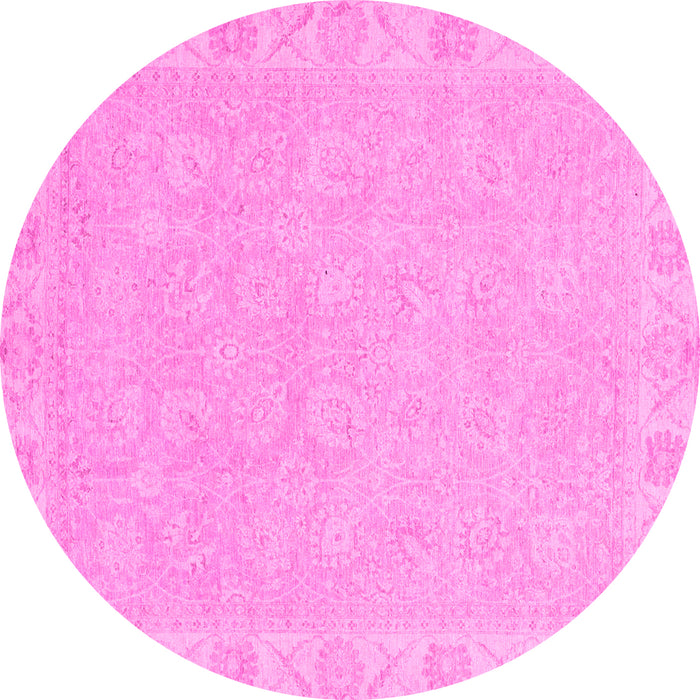Round Machine Washable Abstract Pink Modern Rug, wshabs2468pnk