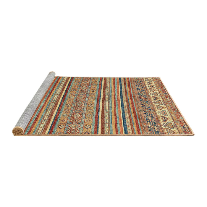 Sideview of Machine Washable Abstract Chestnut Red Rug, wshabs2469
