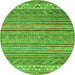 Round Machine Washable Abstract Green Modern Area Rugs, wshabs2469grn