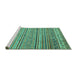 Sideview of Machine Washable Abstract Turquoise Modern Area Rugs, wshabs2469turq