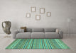 Machine Washable Abstract Turquoise Modern Area Rugs in a Living Room,, wshabs2469turq