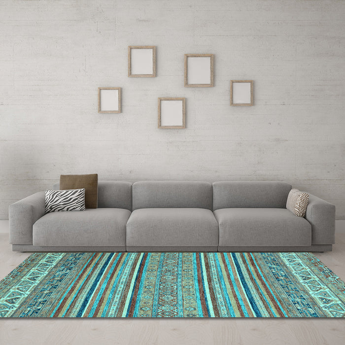 Machine Washable Abstract Light Blue Modern Rug in a Living Room, wshabs2469lblu
