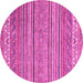 Round Machine Washable Abstract Pink Modern Rug, wshabs2469pnk