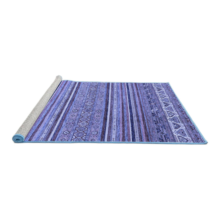 Sideview of Machine Washable Abstract Blue Modern Rug, wshabs2469blu