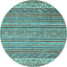 Round Abstract Light Blue Modern Rug, abs2469lblu