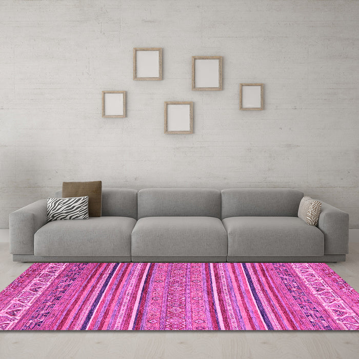 Machine Washable Abstract Pink Modern Rug in a Living Room, wshabs2469pnk