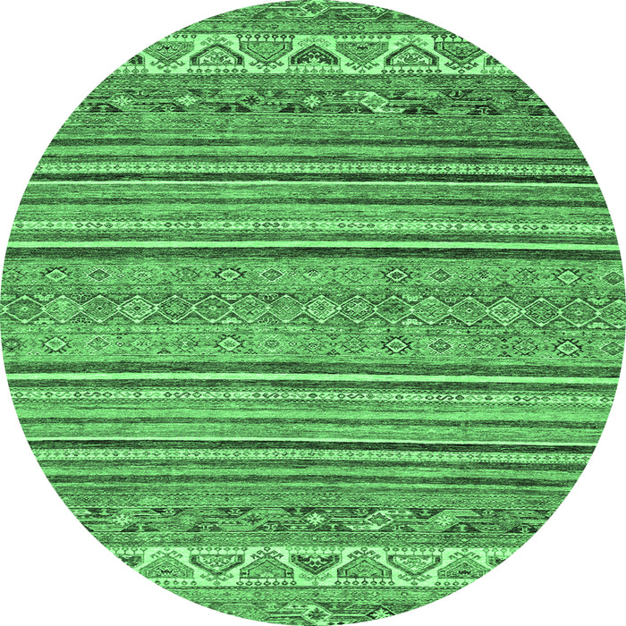 Round Abstract Emerald Green Modern Rug, abs2469emgrn