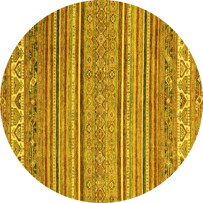 Round Machine Washable Abstract Yellow Modern Rug, wshabs2469yw