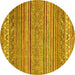 Round Machine Washable Abstract Yellow Modern Rug, wshabs2469yw