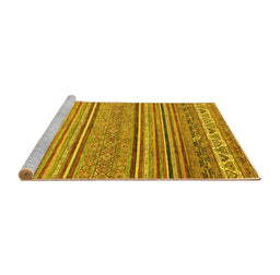 Sideview of Machine Washable Abstract Yellow Modern Rug, wshabs2469yw