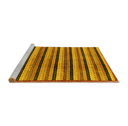 Sideview of Machine Washable Abstract Yellow Modern Rug, wshabs246yw