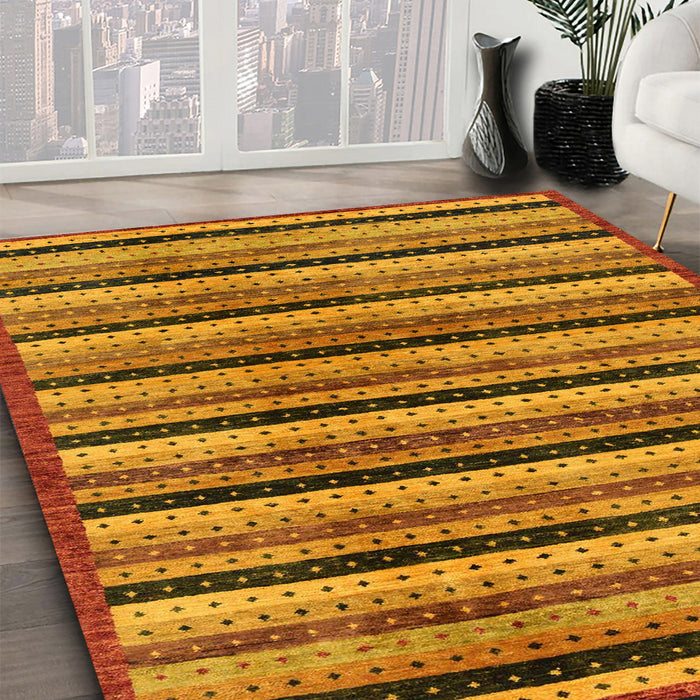 Machine Washable Abstract Dark Orange Rug in a Family Room, wshabs246