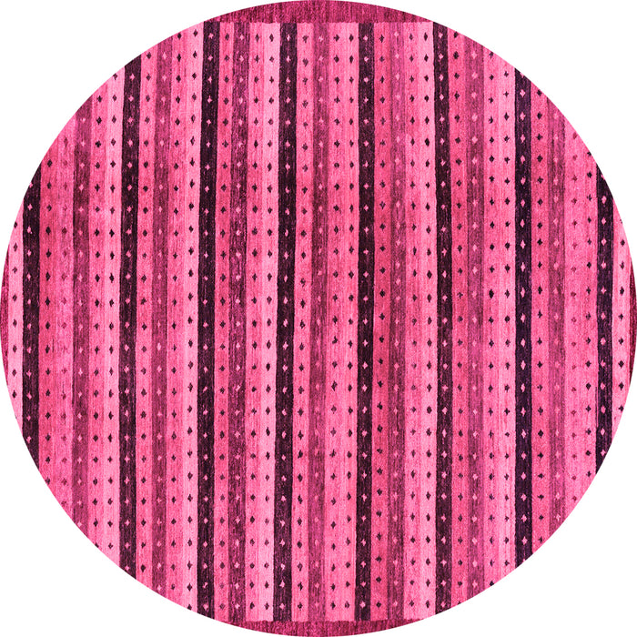 Round Machine Washable Abstract Pink Modern Rug, wshabs246pnk