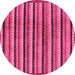 Round Machine Washable Abstract Pink Modern Rug, wshabs246pnk