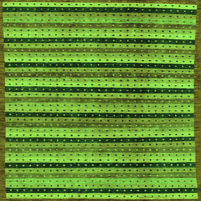 Square Machine Washable Abstract Green Modern Area Rugs, wshabs246grn