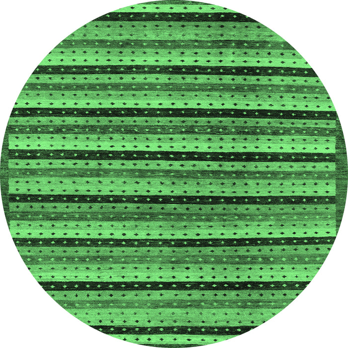 Round Machine Washable Abstract Emerald Green Modern Area Rugs, wshabs246emgrn