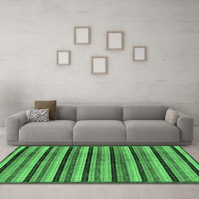 Machine Washable Abstract Emerald Green Modern Area Rugs in a Living Room,, wshabs246emgrn