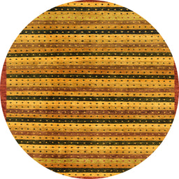 Round Abstract Dark Orange Modern Rug, abs246
