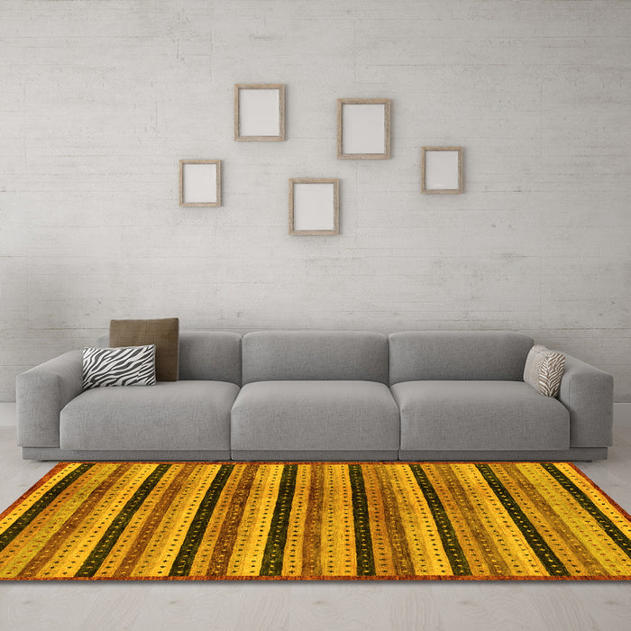 Machine Washable Abstract Yellow Modern Rug in a Living Room, wshabs246yw