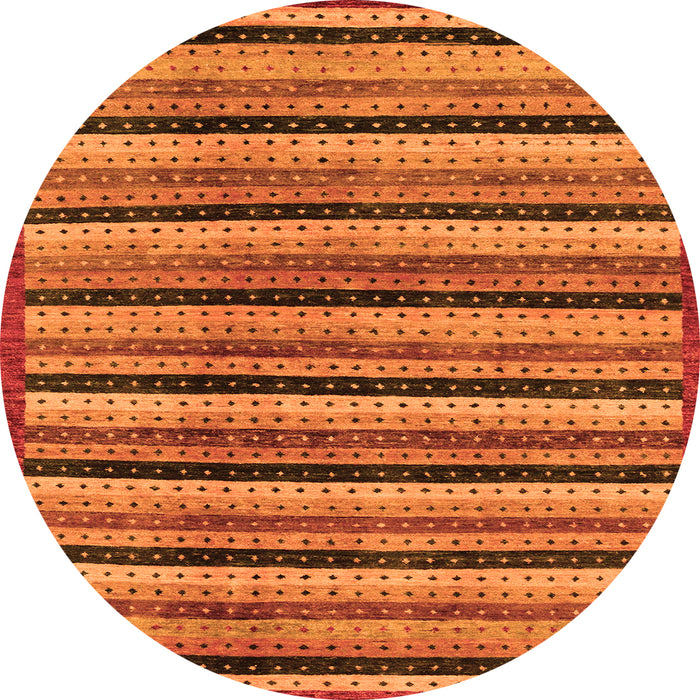 Round Machine Washable Abstract Orange Modern Area Rugs, wshabs246org