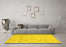 Machine Washable Oriental Yellow Traditional Rug in a Living Room, wshabs2470yw