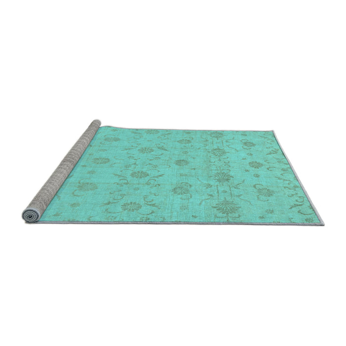 Sideview of Machine Washable Oriental Light Blue Traditional Rug, wshabs2470lblu