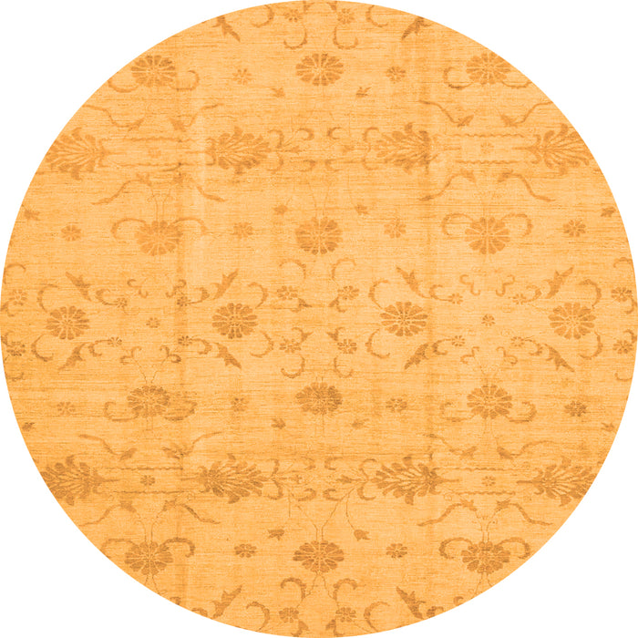 Round Oriental Orange Traditional Rug, abs2470org